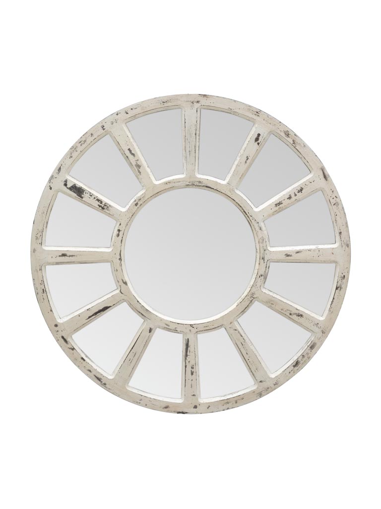 Round mirror antique white patina - 2