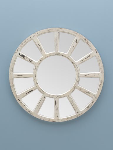 Round mirror antique white patina