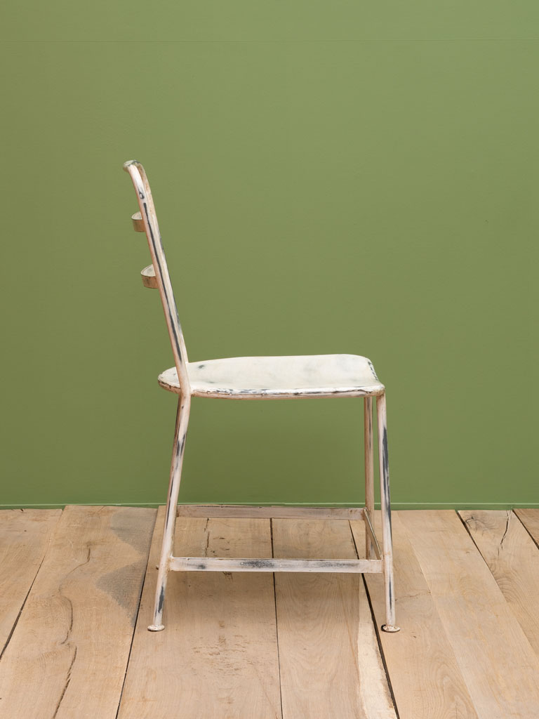 Iron chair white patina Albane - 5