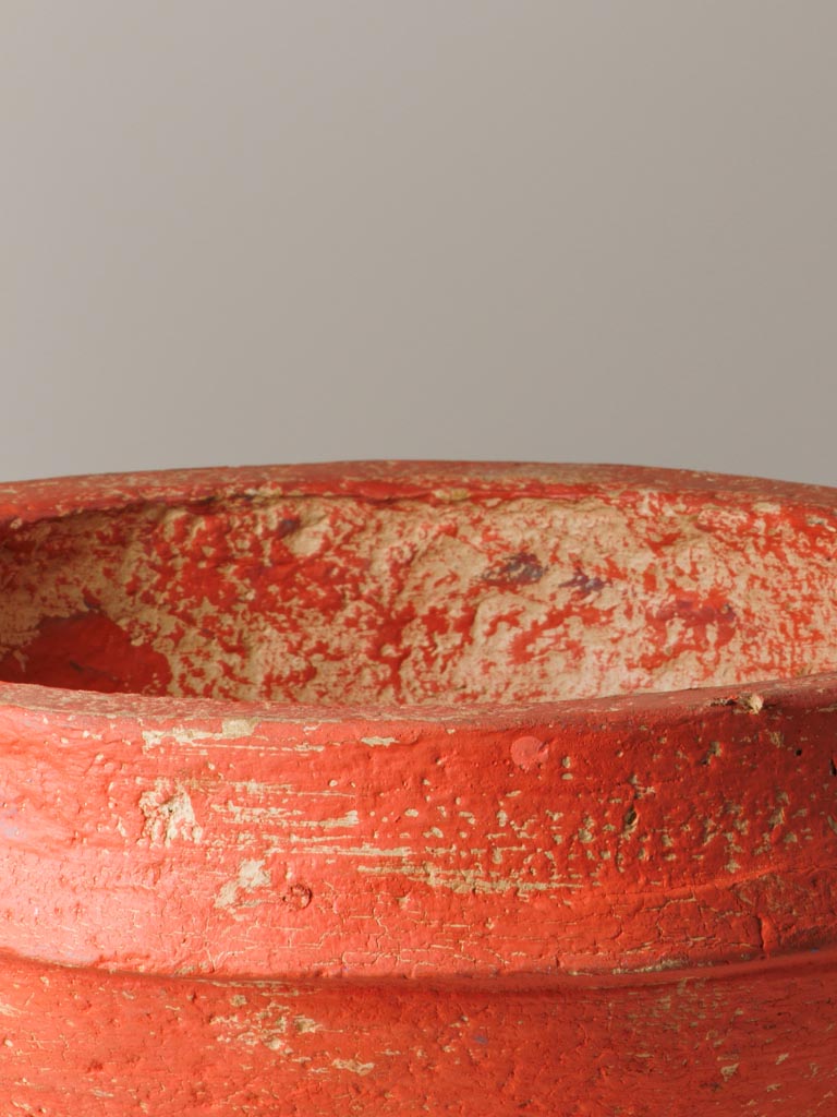 Red round paper mache bowl - 3