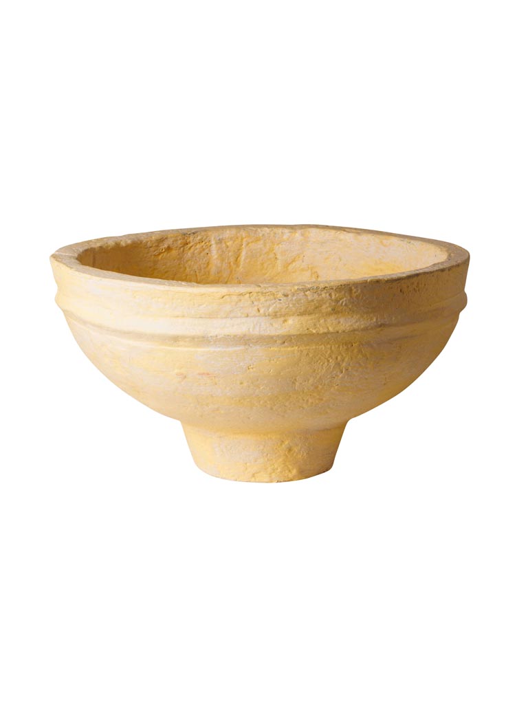 Yellow round paper mache bowl - 2