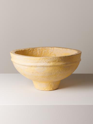 Yellow round paper mache bowl