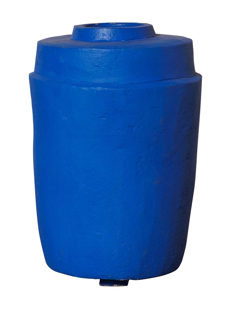 Blue paper mache pot - 2