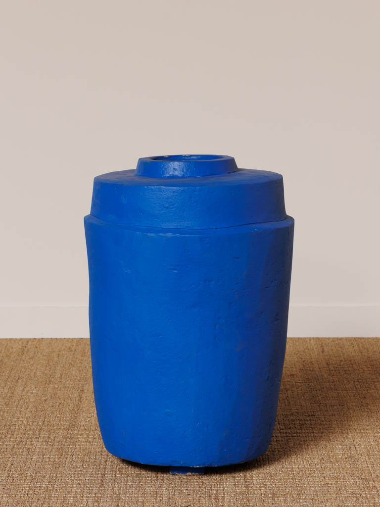 Blue paper mache pot - 1