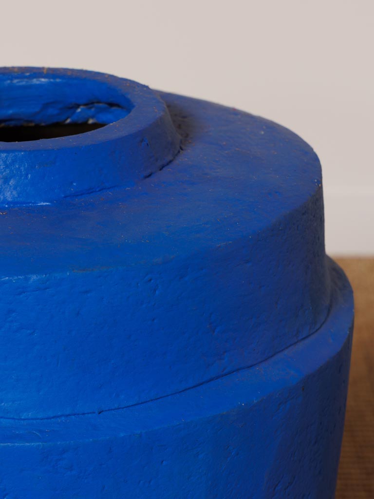 Blue paper mache pot - 3