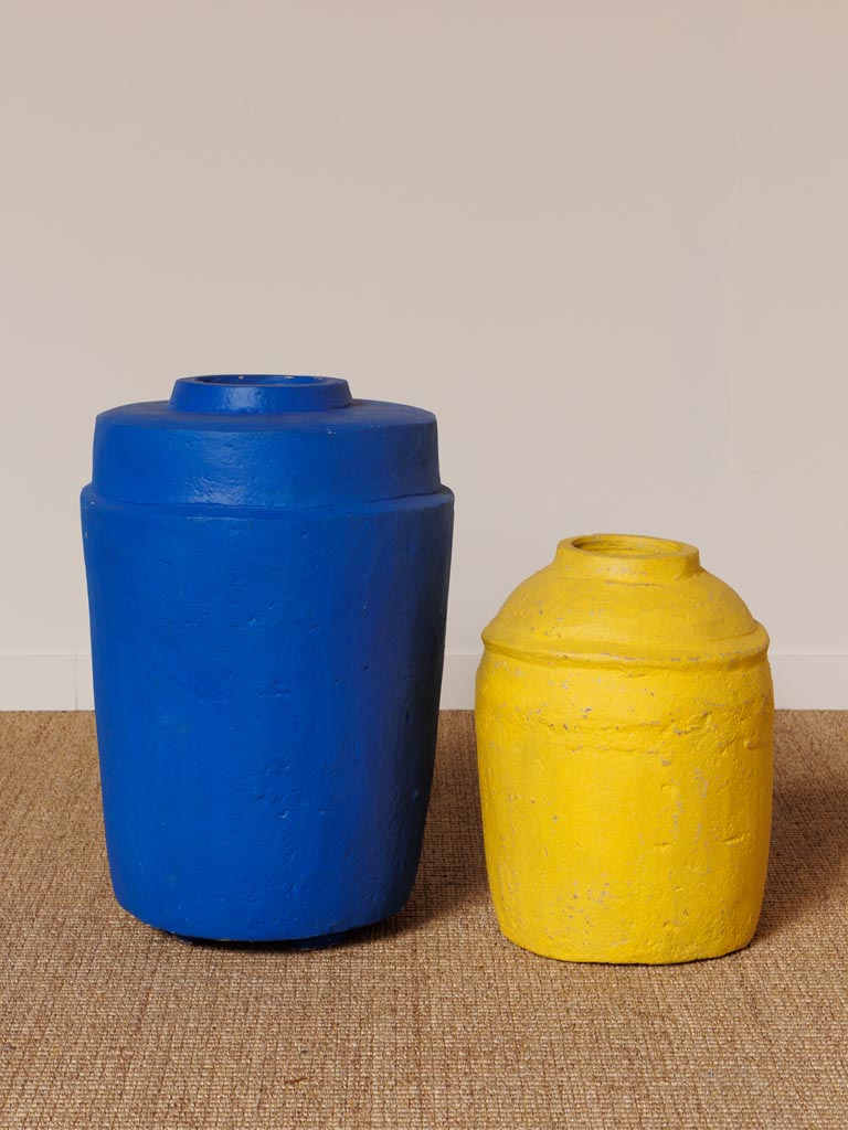 Blue paper mache pot - 4