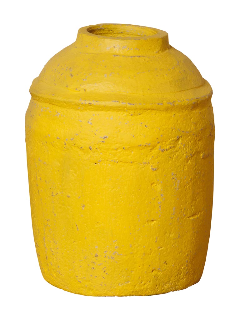 Yellow paper mache pot - 2