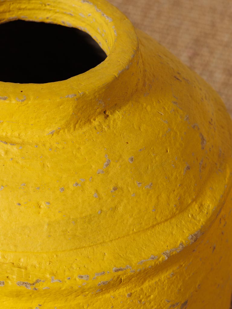 Yellow paper mache pot - 4