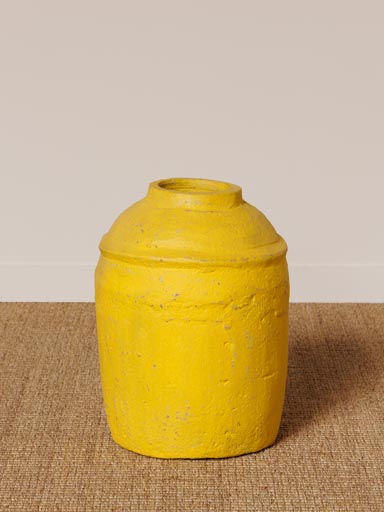 Yellow paper mache pot