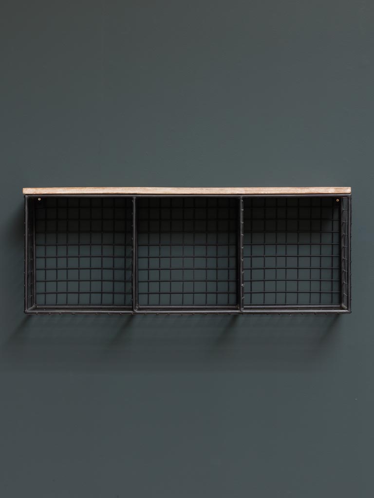 Wall shelf with 3 mesh baskets - 1