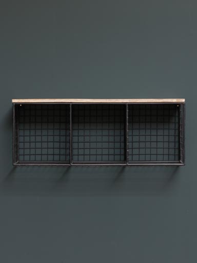 Wall shelf with 3 mesh baskets