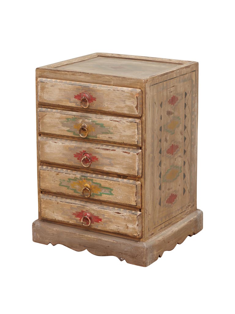 Handpainted bedside table Azteca 3 drawers - 2