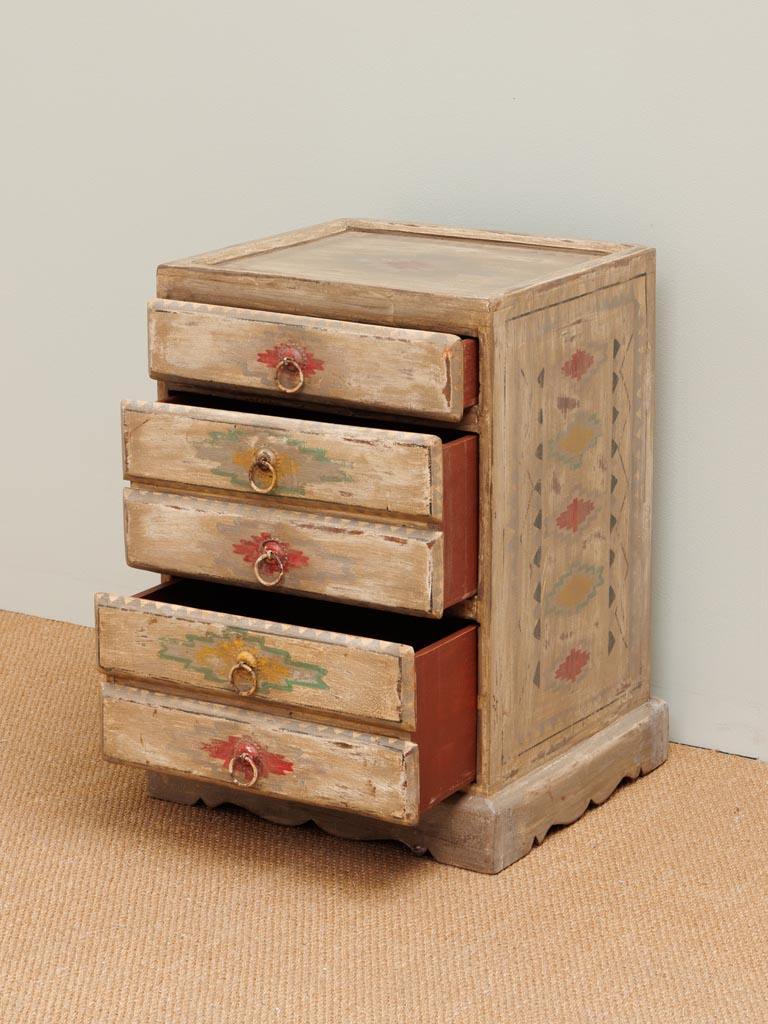 Handpainted bedside table Azteca 3 drawers - 3