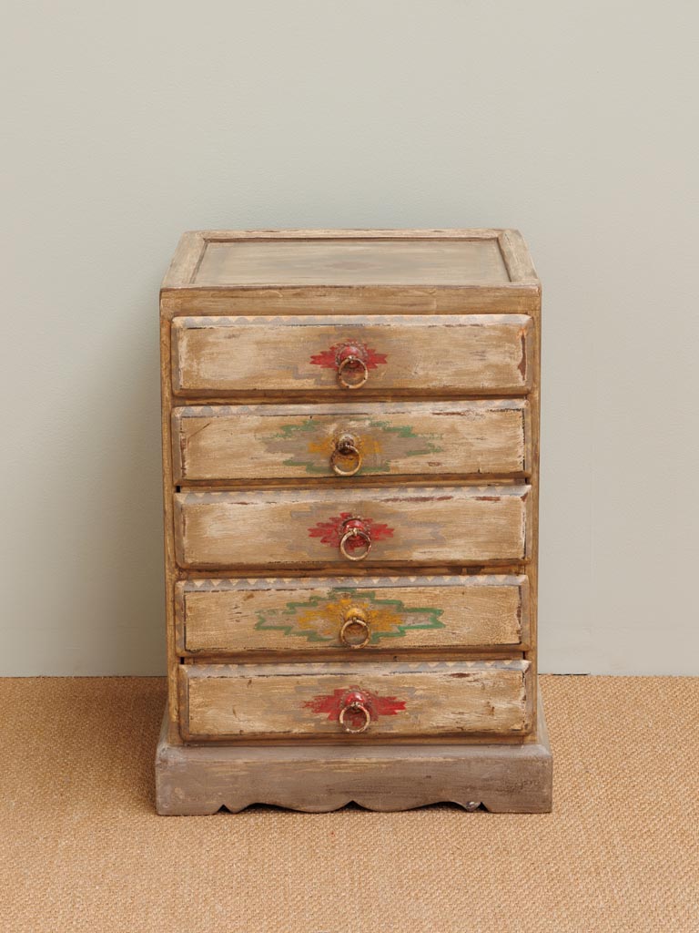 Handpainted bedside table Azteca 3 drawers - 5