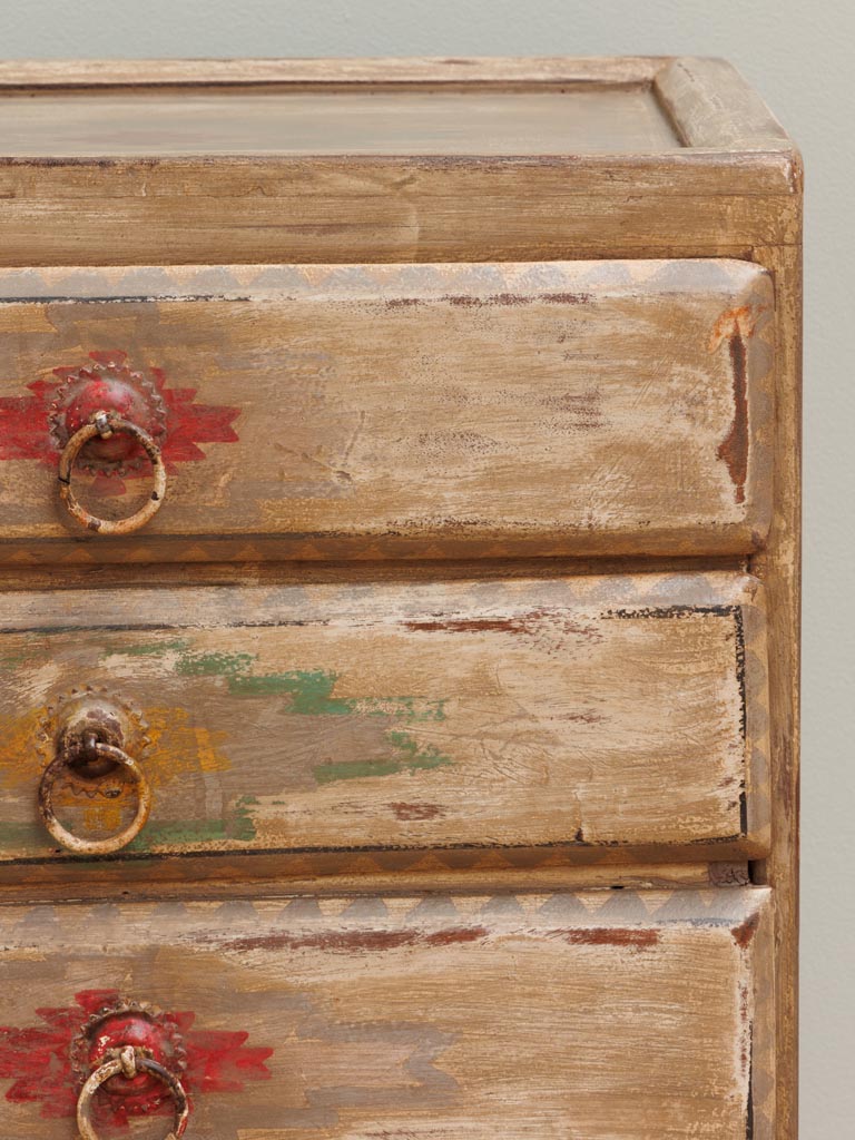 Handpainted bedside table Azteca 3 drawers - 4