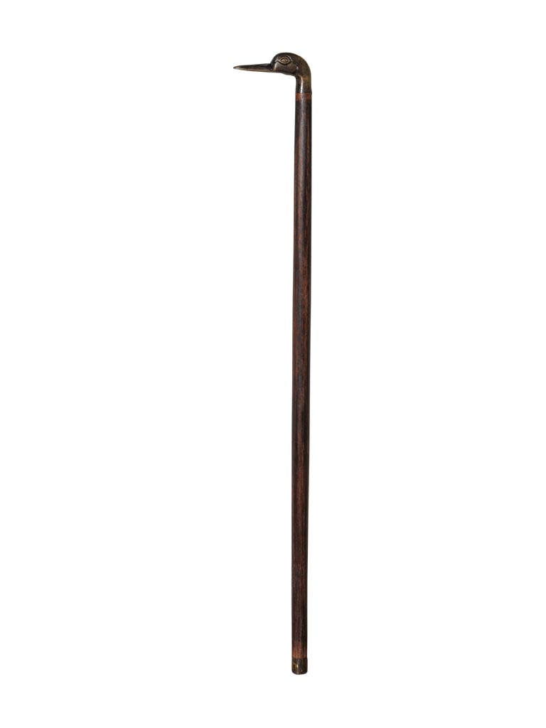 Walking stick in acacia with brass duck head - 2