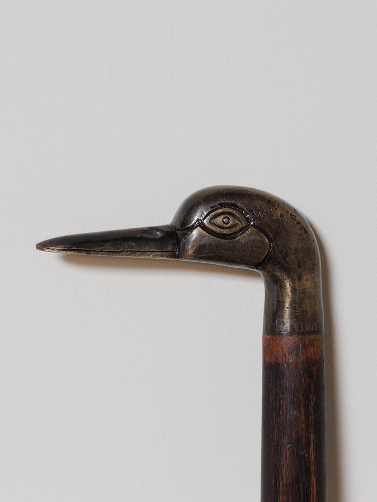 Walking stick in acacia with brass duck head - 3