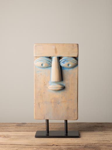 Moaï bluish head on iron stand