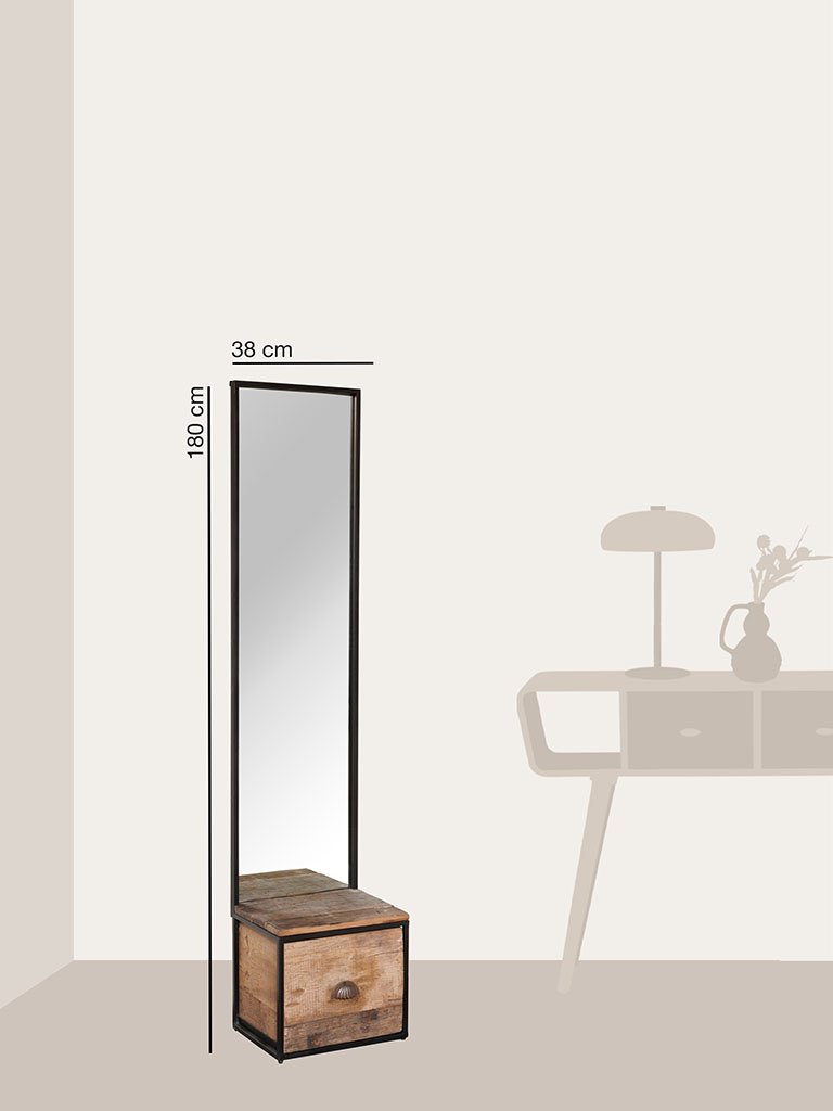 Miroir sur pied et rangement 1 tiroir - 4