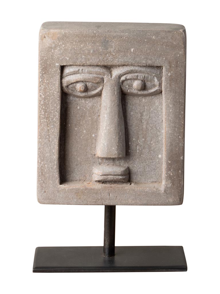 Moaï head greyish on iron stand - 2
