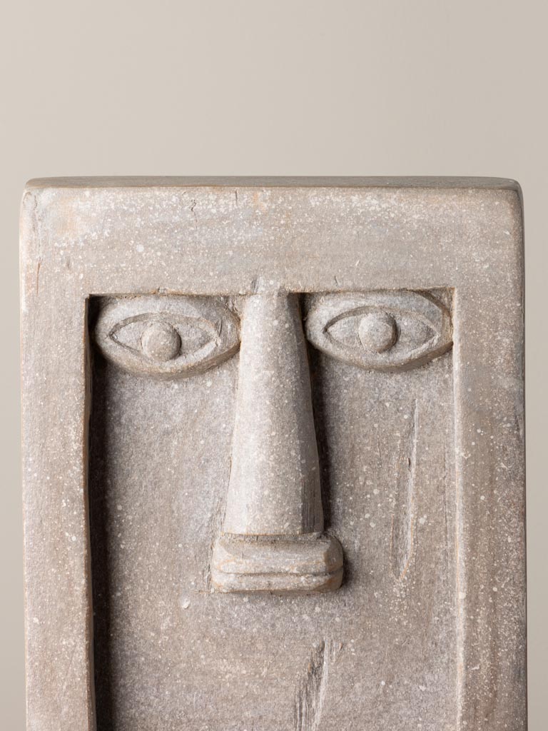Large Moaï head greyish wood on iron stand - 5