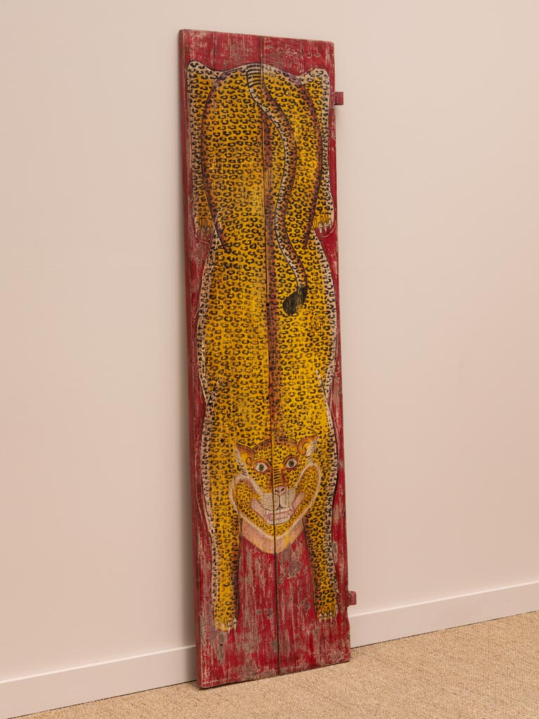 Long cadre tigre antique bordeau- pièce unique - 3