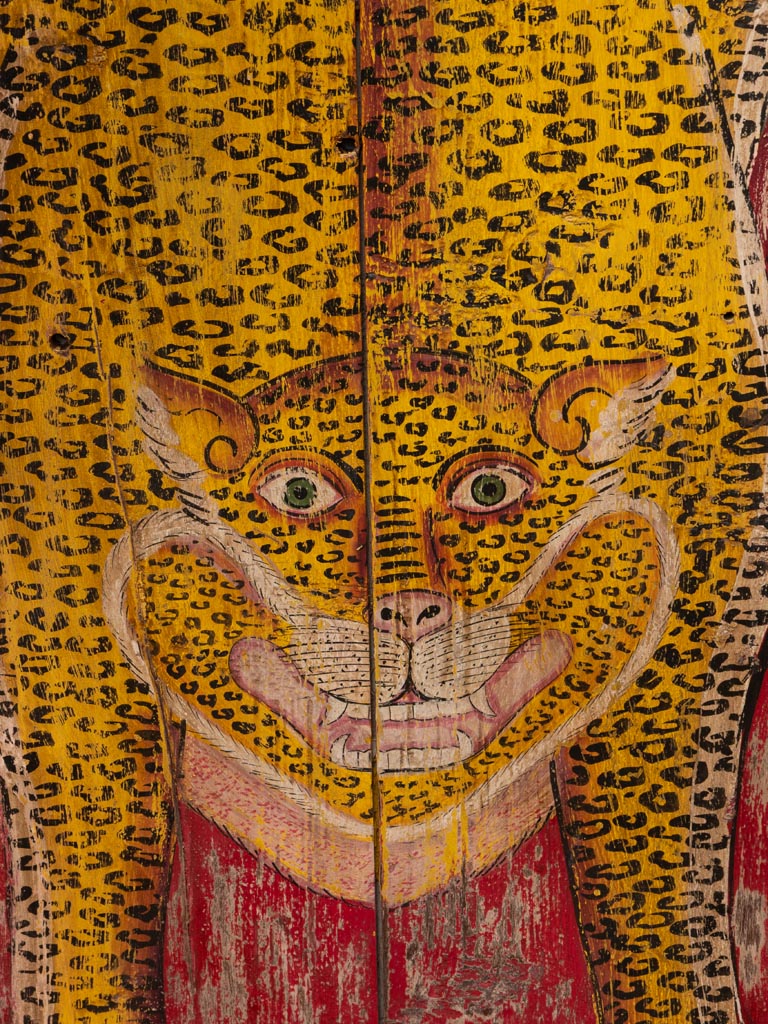 Long cadre tigre antique bordeau- pièce unique - 4