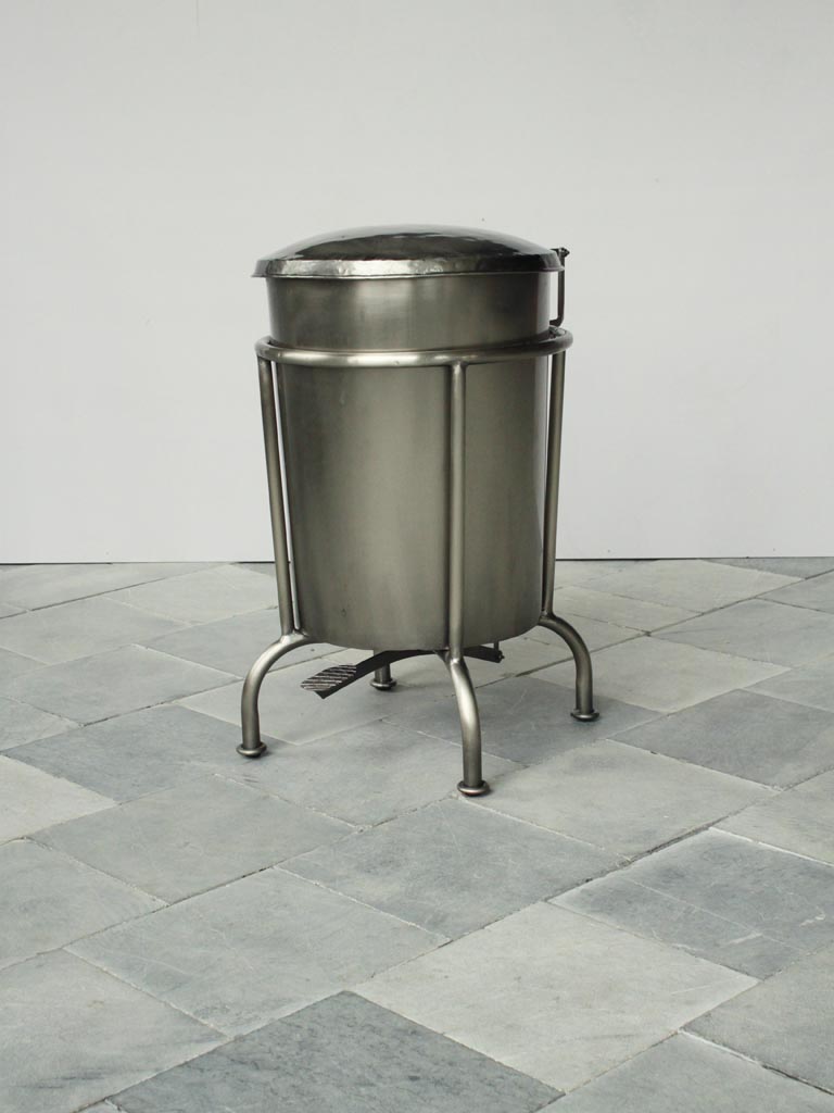Metal dustbin on stand. - 1