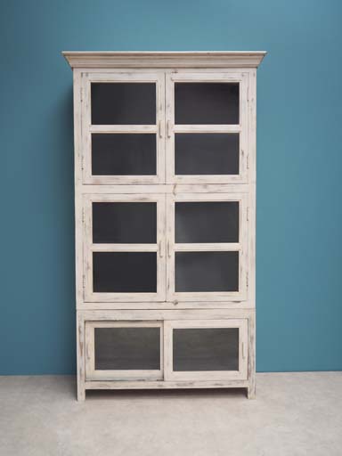  °Armoire vitrée "Montravel" en bois patiné