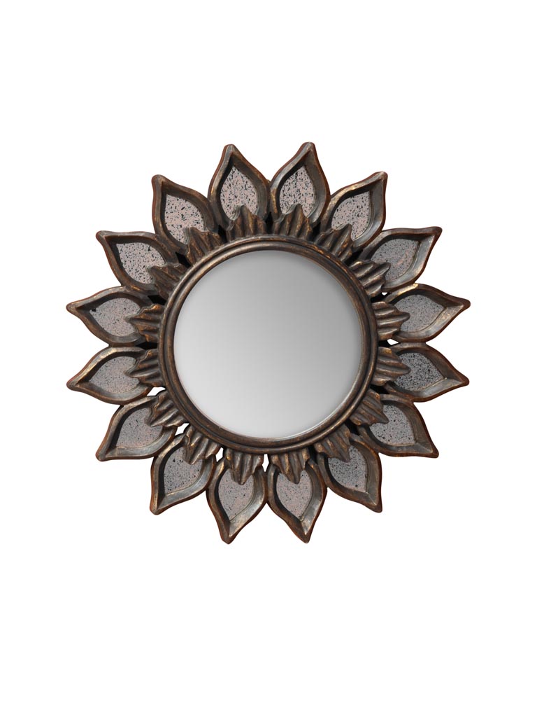 Wooden round flower mirror - 2