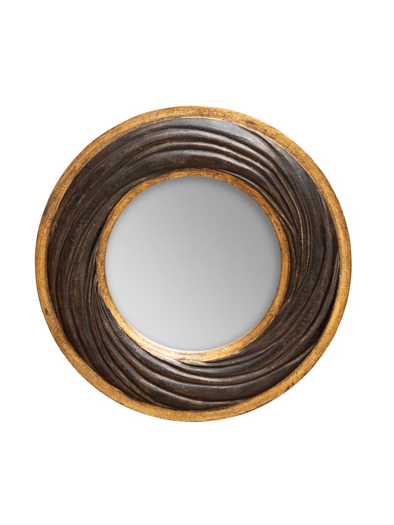Wooden black & gold spiral mirror - 2
