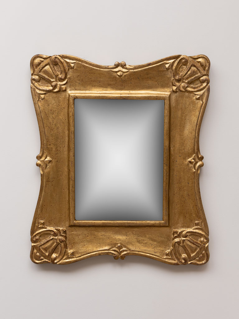Rectangular convex mirror golden patina - 1