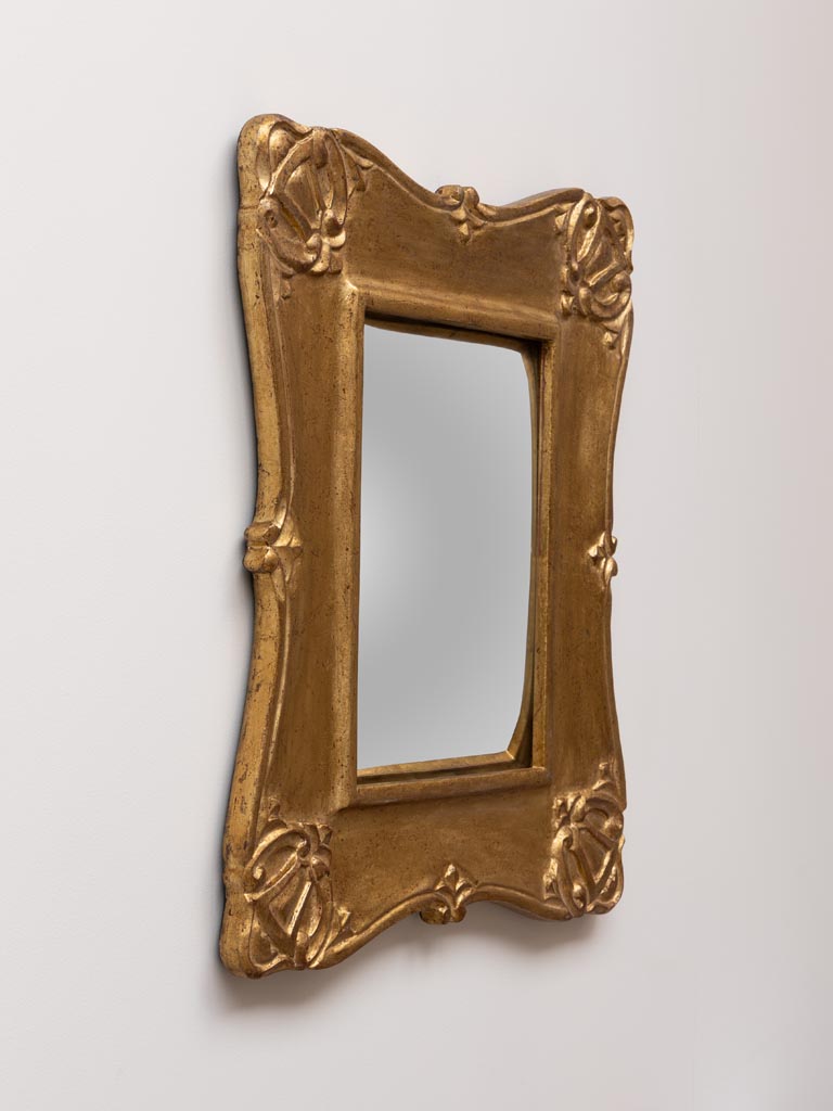 Rectangular convex mirror golden patina - 3