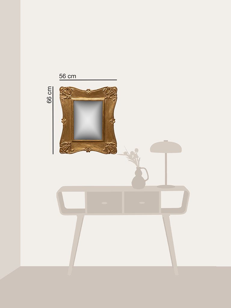 Rectangular convex mirror golden patina - 4