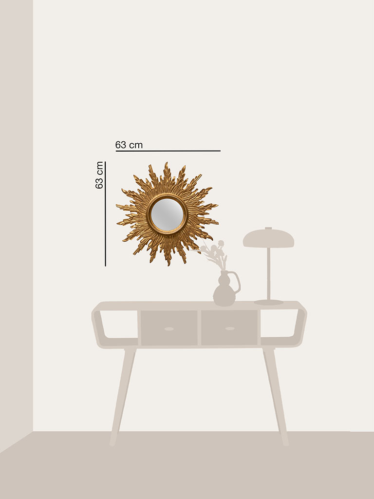 Miroir soleil antique doré - 4