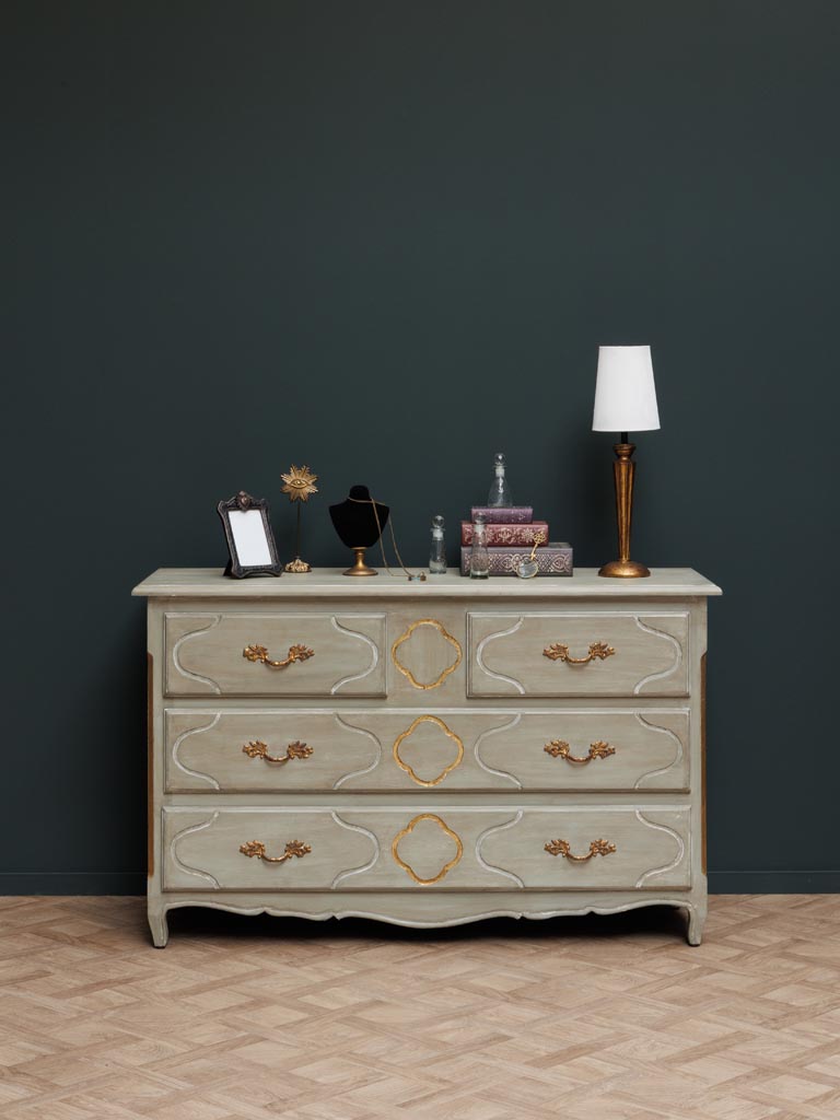 Green and gold chest 4 drawers Florinda - 1