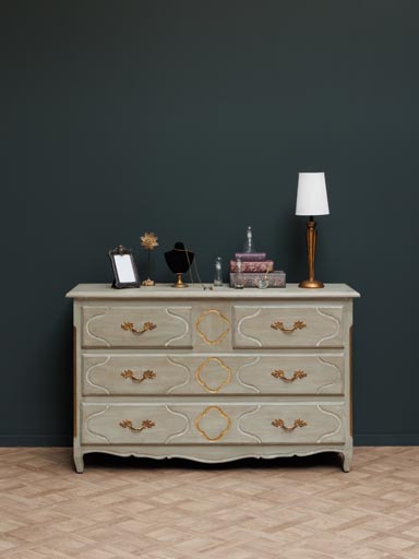 Commode verte et dorures 4 tiroirs Florinda