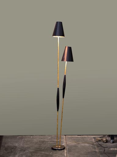 Double lamp w/golden shades