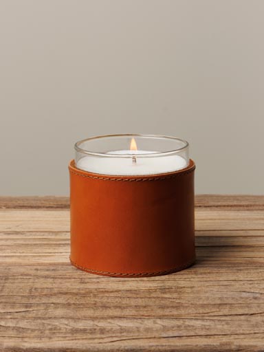 Candle in leather case