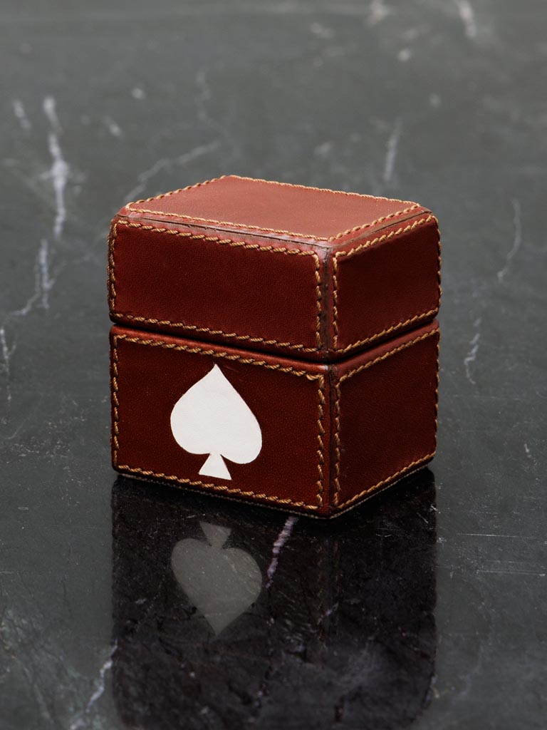 Mini deck of card leather box - 1