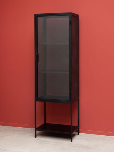 Narrow iron and glass black shelf Anton