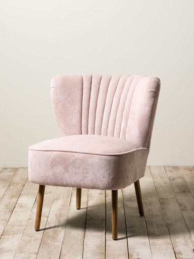 Fauteuil Horner velour cotelé rose pâle