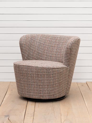 Swivelling armchair pink and silver Tweed