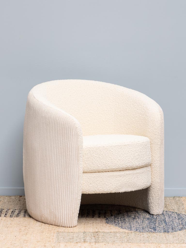 Armchair white cord & curly Bianco - 1