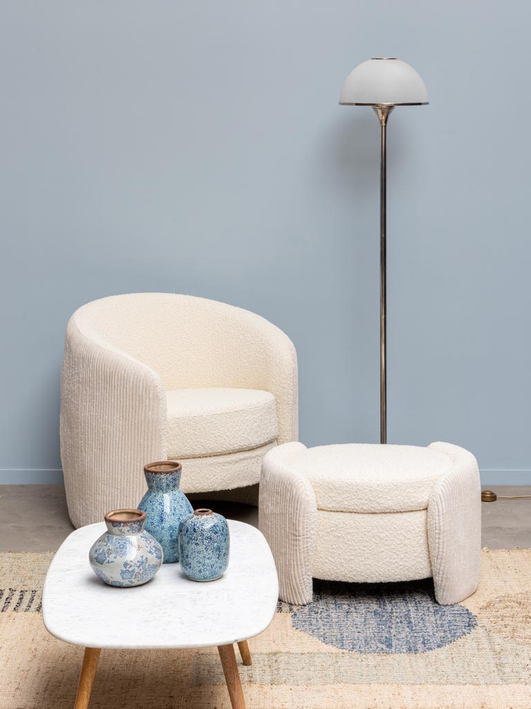 White armchair cord & curly Bianco - 2