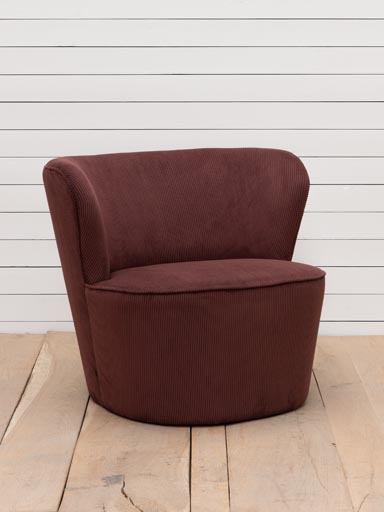Armchair cord wine-red Dandy