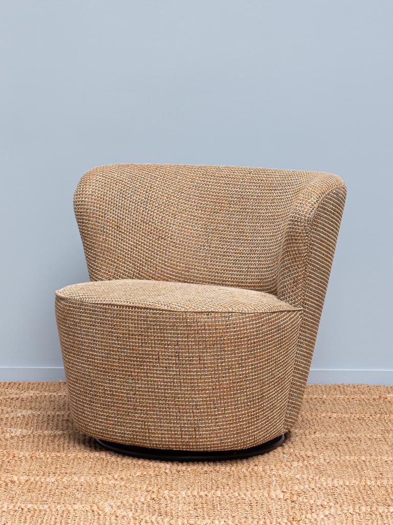 Fauteuil rotatif beige et or Tweedy - 1