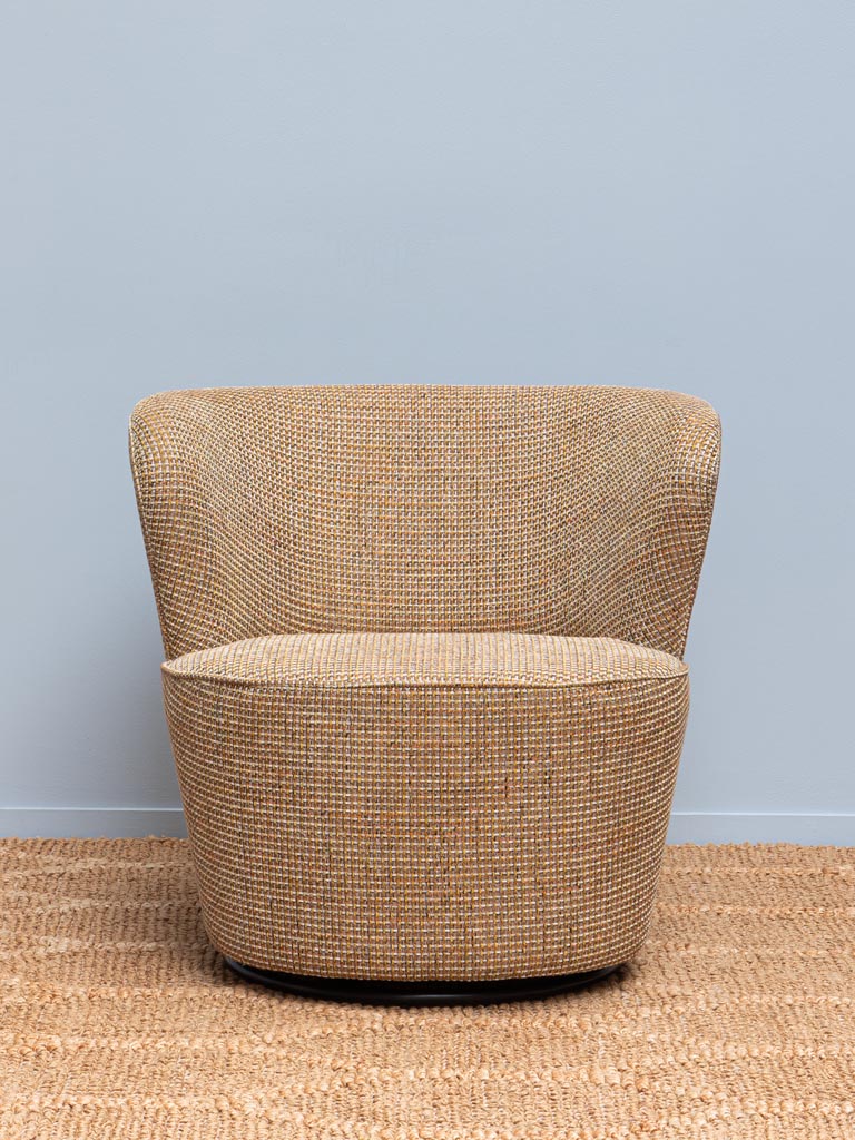 Fauteuil rotatif beige et or Tweedy - 5