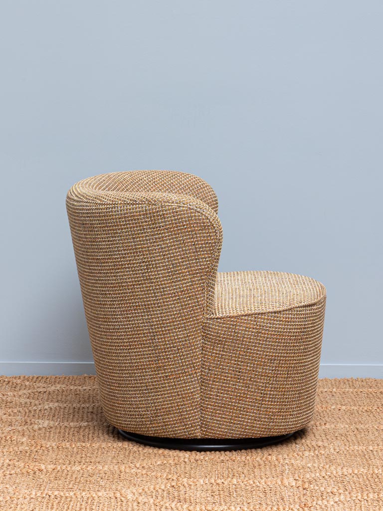 Fauteuil rotatif beige et or Tweedy - 8