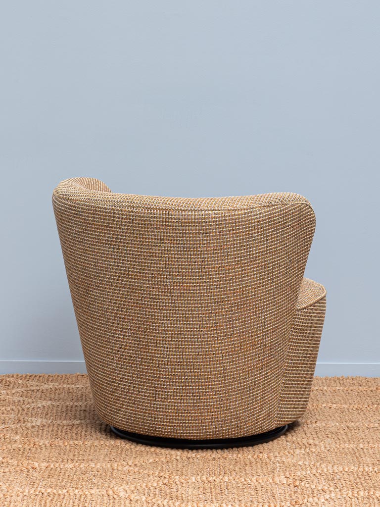 Fauteuil rotatif beige et or Tweedy - 6